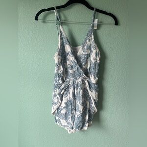 Tobi Blue and White Paisley Romper